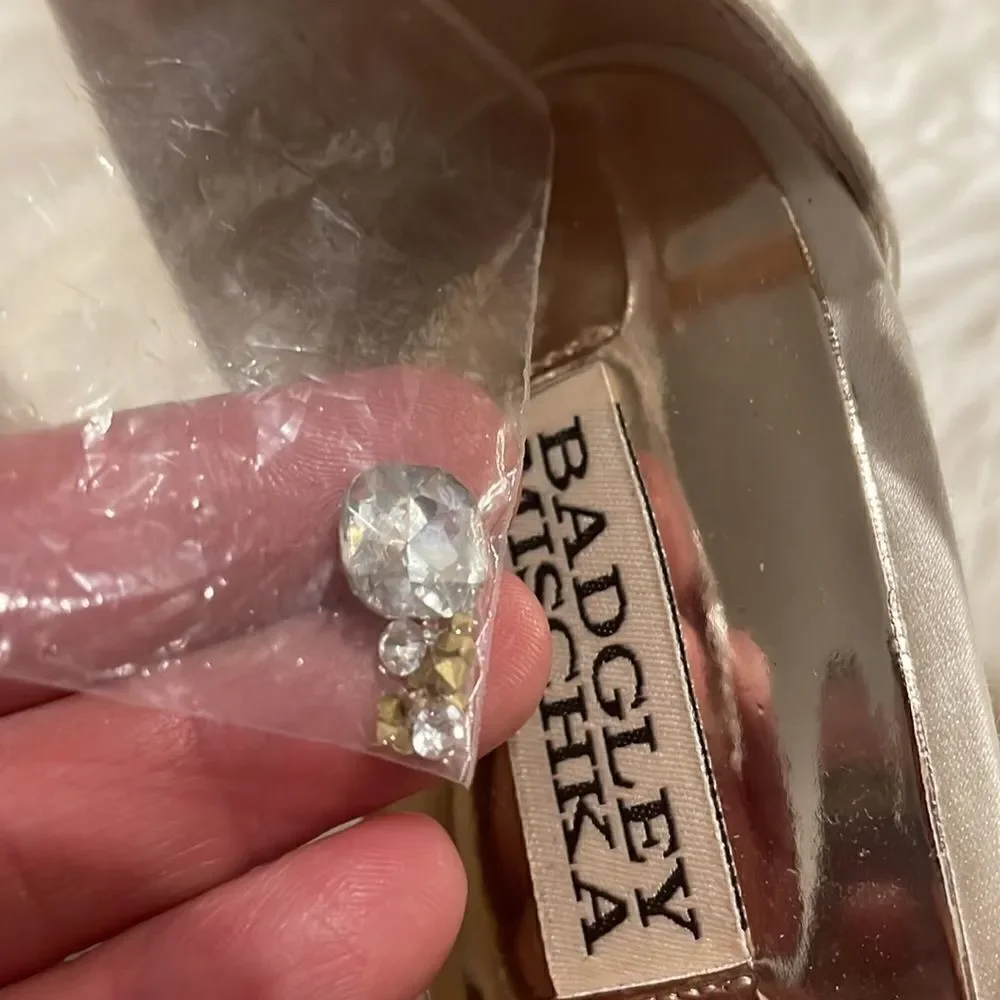 Badgley Mischka Cream Abigail Evening Wedge Sandals